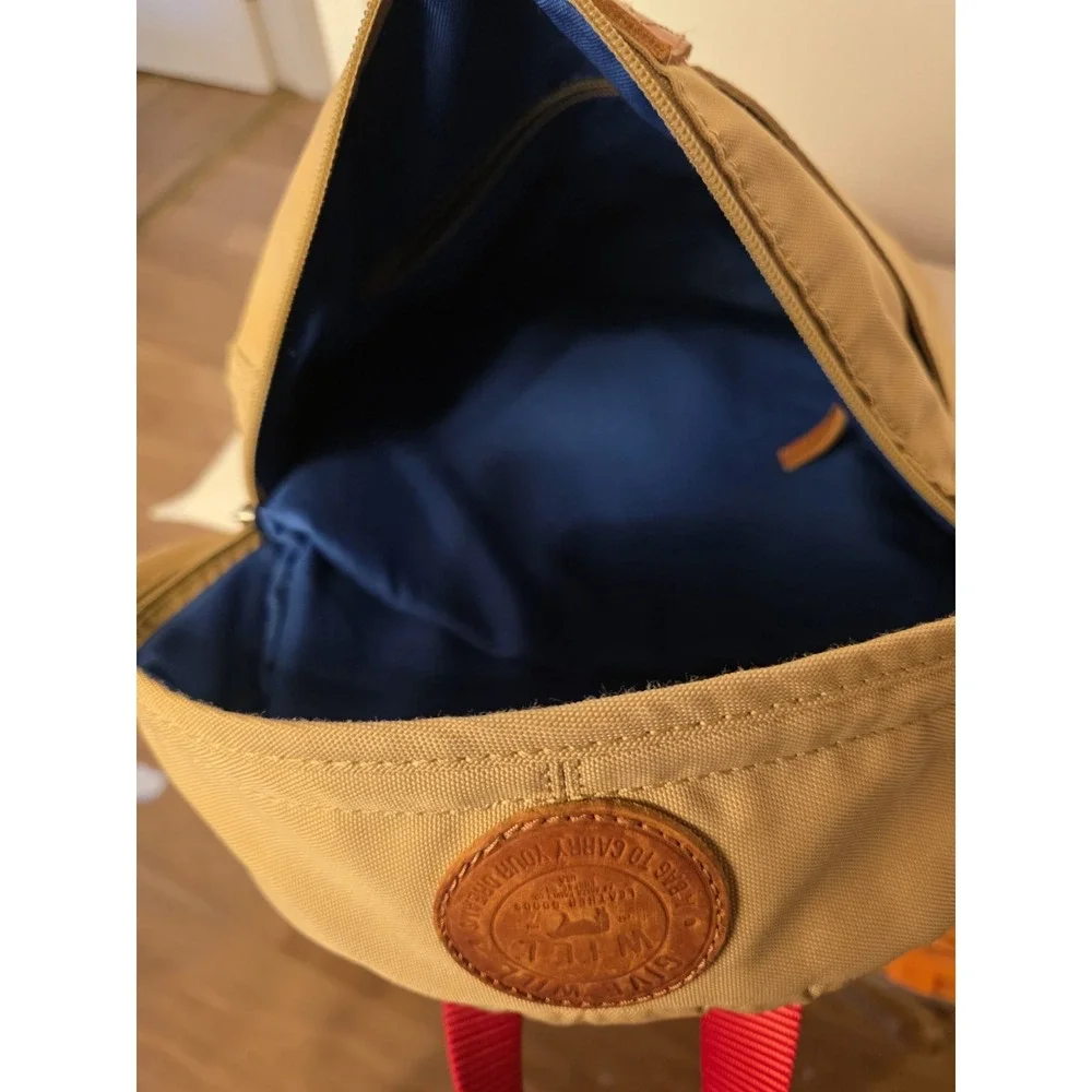 WILL LEATHER GOODS Backpack Tan Canvas Red leather Campus bag Laptop Sleeve